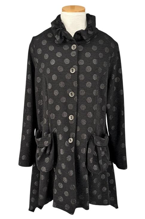 IC by Connie K Jackets & Blazers - IC by Connie K Minimalist Jacket Womens XL Lagenlook Shirred Collar Polka Dot